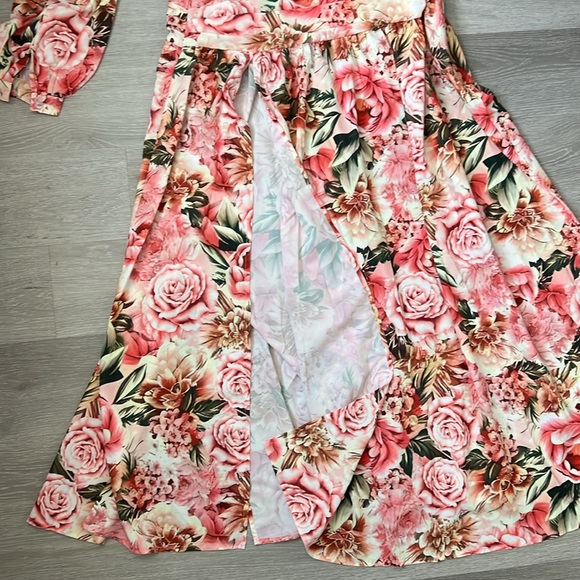 Satiny Floral "Two-Piece" Maxi Dress | EUC Size L - Picture 8 of 12